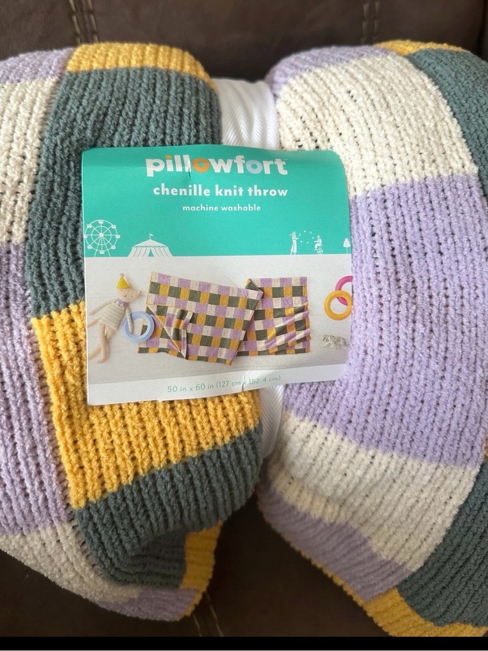 Pillowfort Kids Chevron Knit throw in Yellow, Gray & Lavender